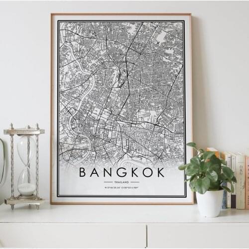 BANGKOK Thailand city map Nordic Living Room Decoration Canvas Poster Modern Home Decor Art Print Painting