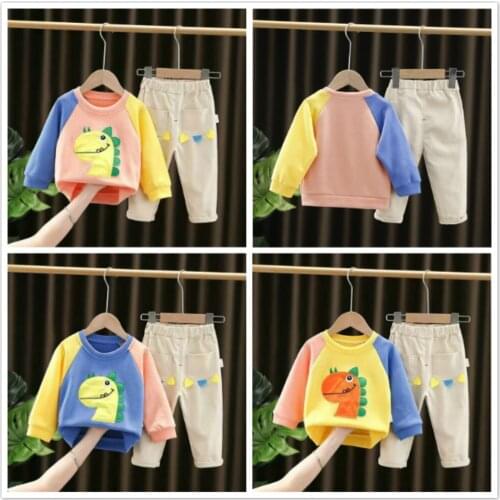 Spring Boys Clothes Set 2PCS Cartoon Dinosaur Sweatshirt Tshirt Pants Kids Outfit Girls Tops Baby Tracksuit Toddler Outwear 0-5T