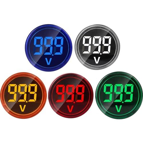 Round 22mm Electricity Digital Display Voltmeter Voltage Indicator Lamp Signal Lights accurate reading Measuring Range 6-100V DC