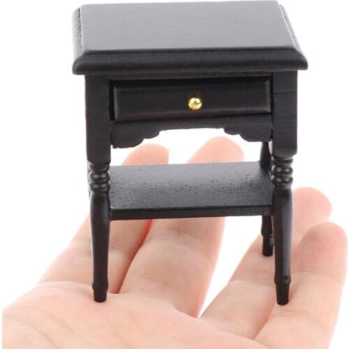 Doll House Bedside Cupboard Dolls Mini Furniture Modern Night Table 1:12 Scale Dollhouse Wooden Miniature Furniture Accessories