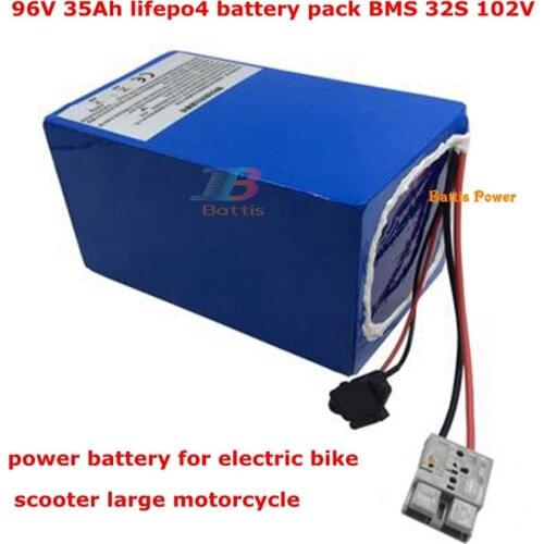 Lithium batetry 96v 35Ah Lifepo4 battery pack BMS 32S 40Ah for inverter vehicle ebike scooter Motorcycle 3000W + 5A charger