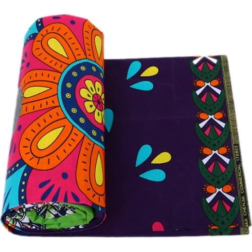 Fashionable Beautiful Colorful Floral Print African High Quality Nigeria Ankara Real Veritable Wax Cotton Fabric 6 Yards