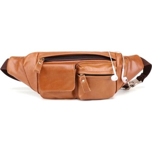 Cowhide Leather USB Men Bag Casual Fashion Travel Fanny Waist Belt Bag Chest Sling Bag Design Bum Phone Case Pouch Male