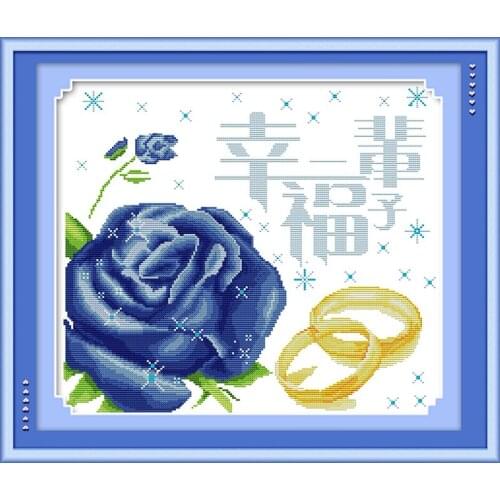 Lifelong happy cross stitch kit flower 18ct 14ct 11ct count printed canvas stitching embroidery DIY handmade needlework