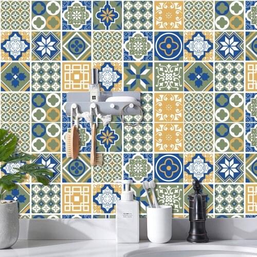 ET120 Mosaic tile sticker 20pcs*10cm*10cm antique tile self adhesive ceramic tile sticker waterproof removable PVC wall sticker