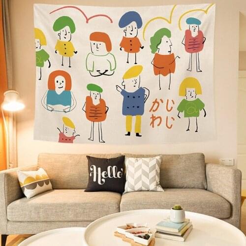 Wall Hanging Ins Style Background Hanging Cloth Cartoon Pattern Tapestry Bedroom Bedside Live Broadcast Wall Cloth Photo Props