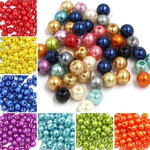 New Arrival 200pcs 8mm Acrylic Imitate Pearl Spacer Beads Fit for Jewelry Making Room Decoration DIY 11 Colors