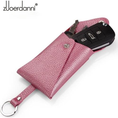New Design Fashion Genuine Leather Key Holder Organizer Women Car Key Wallets Housekeeper Female Keychain Case Key Pouch Bag