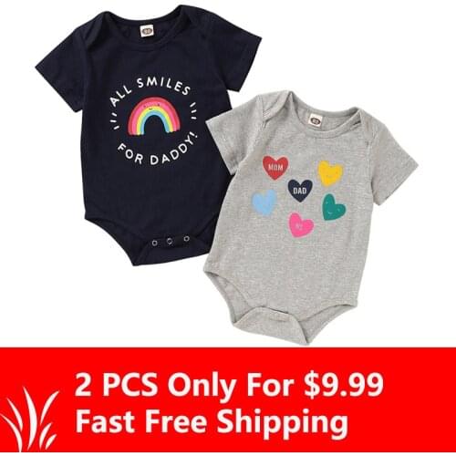 Newborn Baby Cotton Baby Bodysuit Clothing Spring Summer Infant Baby Boys Girls Rompers Short Sleeve Tee Shirts Sets