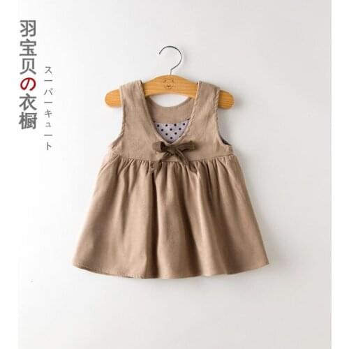 Baby Girls Dress Spring Autumn Korean New Childrens Clothing Quality Cute Bow Brown Tank Dress 2020 Best Kids Clothes