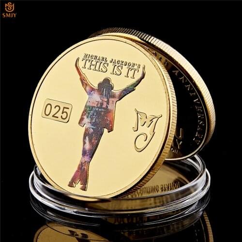World Pop King Of The World Dance King Michael Jackson Gold Anniversary Gifts Famous Musician Replica Collection Coins