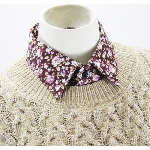 Cotton Fake Collar for Mens Women Floral Printed Detachable Collars Nep Kraagje Cravats Necktie Half Shirt Blouse False Collar