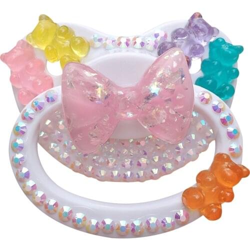 Rainbow color Adult Baby Pacifier ddlg pacifier Dummy Silicone Nipple Teat DDLG Cute handmade gem bear pacifier