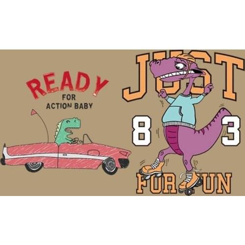 Cute Jurassic Park Heat Transfers Dinosaur On Patches For Clothes T-shirt Thermal Transfer Stickers Wholesale DIY Accessories