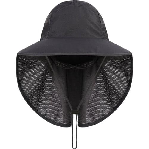 Unisex Fishing Hat Outdoor UV Protection Sun Hats Breathable Quick Dry Fishing Sun Cap Hat with Mesh Neck Flap