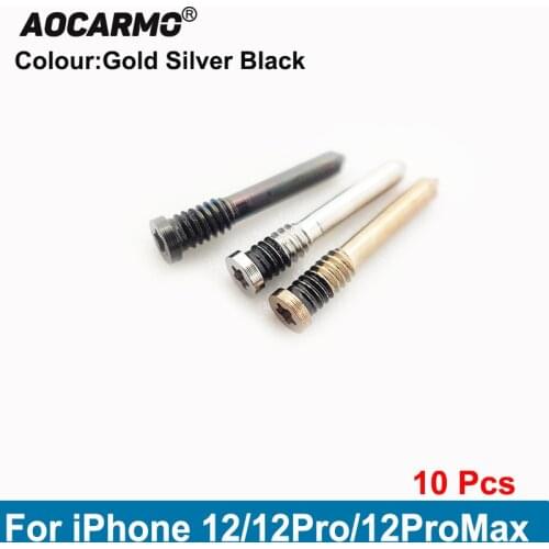 Aocarmo 10Pcs/Lot For iPhone 12/12 Pro/12 Pro Max Silver/Gold/Black Bottom Dock Screws Housing Screw