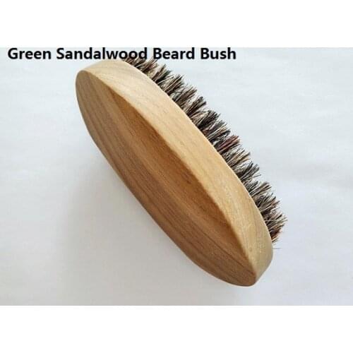 High-Grade Boar Bristle Natural Green Sandalwood Beard Brush Mens Shaving Brush 4.7inch Big Size 130g