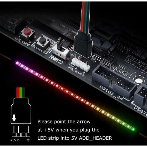 WS2812b RGB LED Strip for ASUS AURA SYNC / MSI Mystic Light Sync / GIGABYTE RGB Fusion 2.0 (5V 3 Pin Addressable LED Headers)