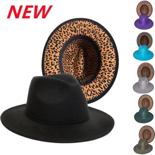 Red Fedora Hat Internal Leopard Print New Hat Panama Felt Hat Men and Women Jazz Hat Fedora Hat Big Red Womens шапка женская