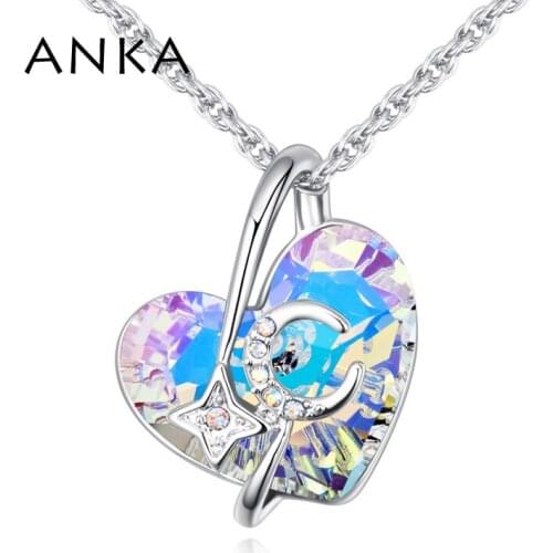 ANKA romantic moon star necklace for women fashion heart crystal pendant Valentines Day Gift Crystals from Austria #26433