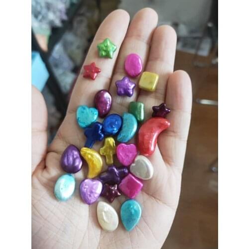 Star pearl Moon pearl Cross pearl Heart pearl water drop random colors Freshwater oysterpearls mixed colors 3pieces N50
