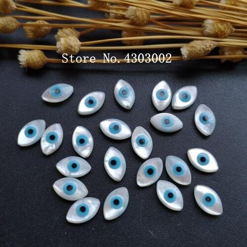 100pcs/lot 6x10mm Natural Blue Evil Eye Mother of Pearl shell for DIY Jewelry Marquise Cut MOP Pearl Shell Beads