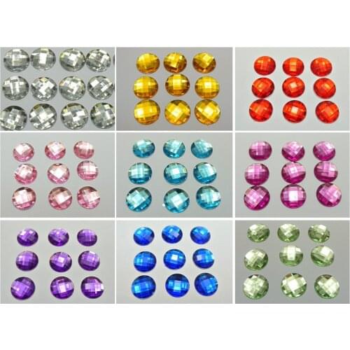 100pcs Mixed Color Acrylic Flatback Faceted Round Rhinestone 16mm No Hole Jewelry Accessories