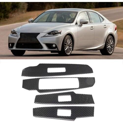 4Pcs Car Carbon Fiber Window Lifter Switch Panel Cover Trim for Lexus IS250 IS350 2014-2018
