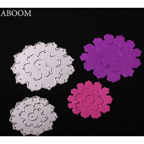 ABOOM Hot 2PCS Flowers Metal Die Cut Silver Embossing Folder Decorative Scrapbooking Album Photo Cutting Dies Paper Card Stencil