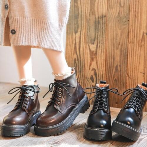 2021 Autumn and Winter New Retro Boots College Style Martin Boots Japanese Trend Elegant Leather Womens Boots Free Shipping