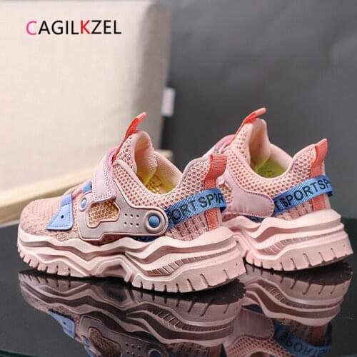 CAGILKZEL 2021 Fashion Sneakers Girls Breathable Mesh Sports Children Shoes Casual Running Sneakers Kids Shoes Chaussure Enfant