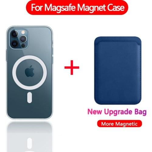 2 in 1 Transparent Magsafe Case Card Holder For iPhone 12 Pro Max 12 Mini 11 Xs Max Protection back Cover With Wireless Charging