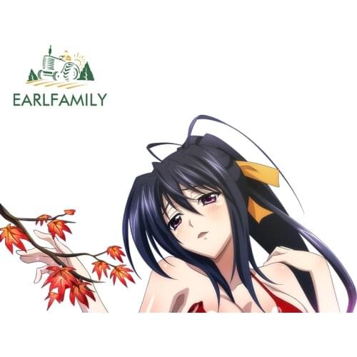 EARLFAMILY 13cm x 7.2cm for Himejima Akeno High School DxD Car Stickers Decal Air Conditioner Cartoon Anime Waterproof Graphics