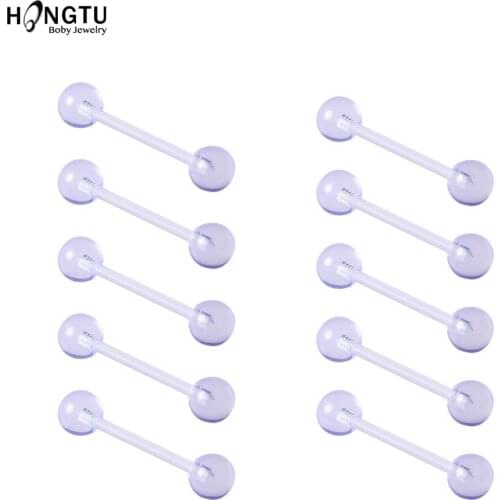 10pcs Soft Clear Bar Tongue Ring Tongue Piercing Transparent Acrylic Nipple Ring Helix Piercing Sexy Body Jewelry Pircing 14G