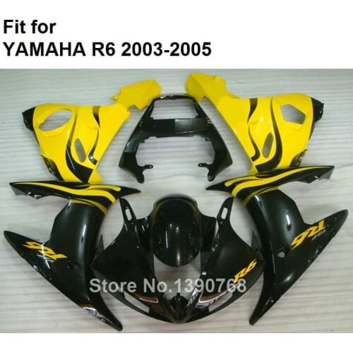 Fit for Yamaha fairings YZF R6 2003 2004 2005 yellow black bodywork parts fairing set YZFR6 03 04 05 DB06