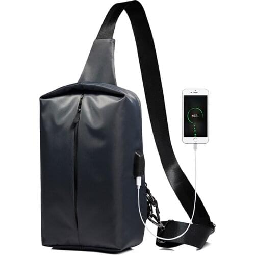 Casual Mens Chest Bag USB Charging Travel Shoulder Messenger Bag Student Trendy Bag Belt Bags Large Capacity Street Chest Pack