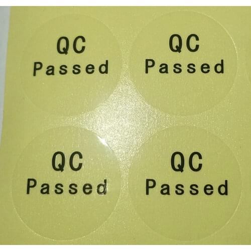 QC self-adhesive label self-adhesive custom label sticker QC PASSED sticker 100 sheets / batch transparent color round black wo