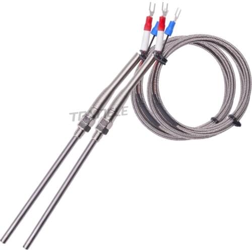 K J type Thermocouple Stainless Steel probe Thermocouple 50mm 100mm 150mm 200mm 2m Cable Thermocouple 0~400C Temperature Sensor