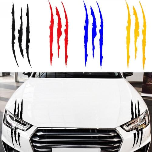 1/2PCS Auto Car Stickers Reflective Monster Claw Marks Scratch Stripe Marks Auto Headlight Decal Dinosaur Raptor Scratches Decor