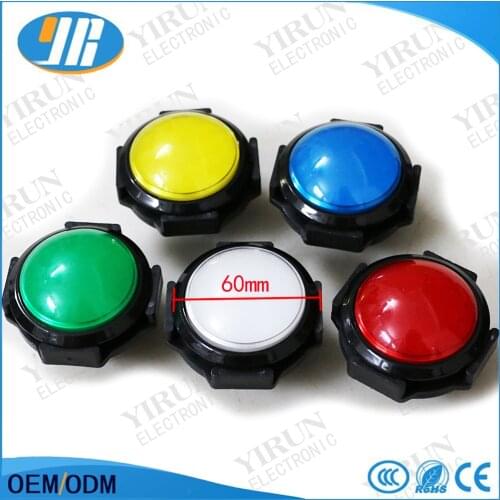 10pcs/ lot 60mm Convex Round Push Button 12V Illuminated Push Button LED Arcade button Switch