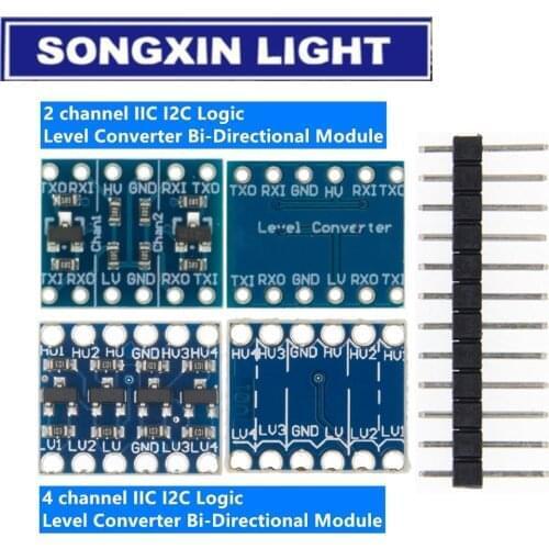 100pcs/lot 2channel 4 channel IIC I2C Logic Level Converter Bi-Directional Module 5V to 3.3V