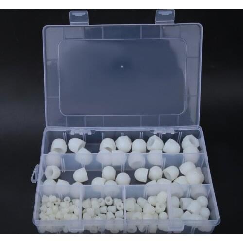 145Pcs M4/M5/M6/M8/M10/M12 Rubber Hex Bolt Cap White Rubber Nut Dome Protection Cover Dust-Proof Protect Cap With Storage Box