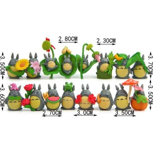 16pc Totoro Doll Miniatura Dollhouse Garden Home Bonsai Decoration Mini Toy Miniature Pvc Craft Ornaments Micro DIY Cake Decor