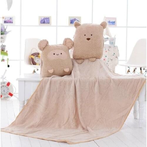 40X35cm Hamster Pillow Plush Cushion with Blanket Hands Warmer Relax Bear Back Cushion Pillow Air Conditioning Blanket 2 in 1