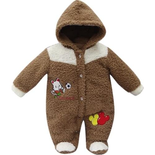 2021 spring winter hot coral fleece hoodie romper embroidery long-sleeve baby clothing girl one piece clothes newborn warm suit