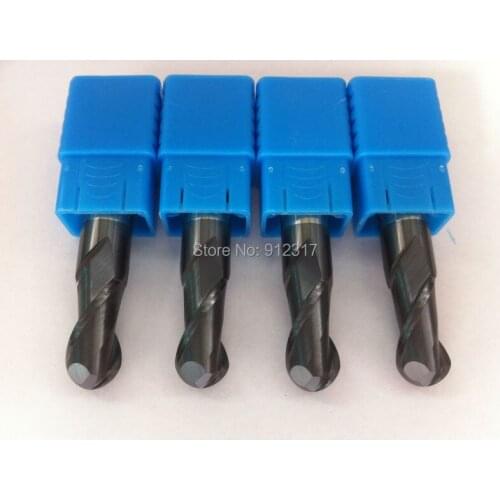 4pcs 2 fultes ball nose end mills 12*25MM, Mill Cutters, Carbide Cutting Tools, CNC Router Bits