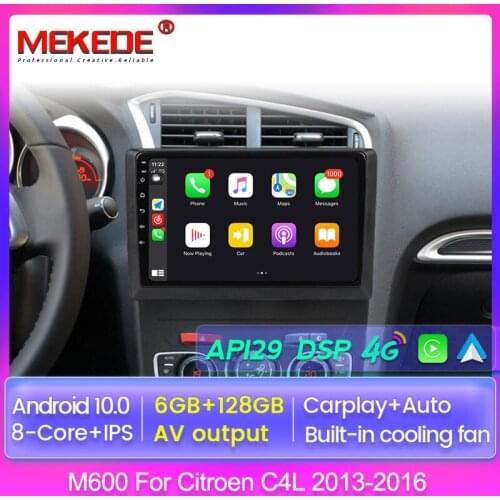 6+128 Android 10.0 NO DVD 2 Din Car Radio Multimedia Video Player Navigation GPS for Citroen C4 C4L 2013 2014 2015 2016 WIFI BT