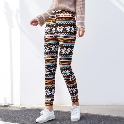 Velvet casual pants, ladies' pants, multi-color snowflake deer trousers, fat, high-waistband elastic pajamas, underpants