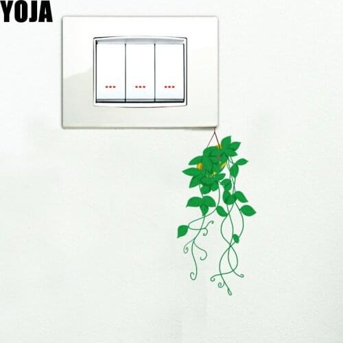 YOJA Quiet Green Plant Pot Decorative PVC Switch Sticker Classic Patoral Style Wall Decal 15SS0102