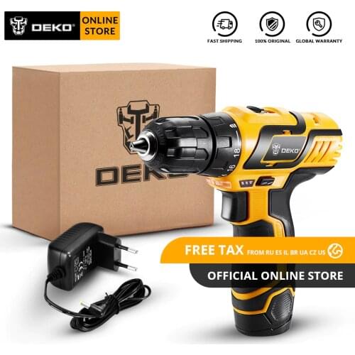 Original DEKO GCD10.8DU3 10.8V Cordless Drill Electric Screwdriver Lithium-Ion Mini Power Driver Variable Speed LED Standard Set